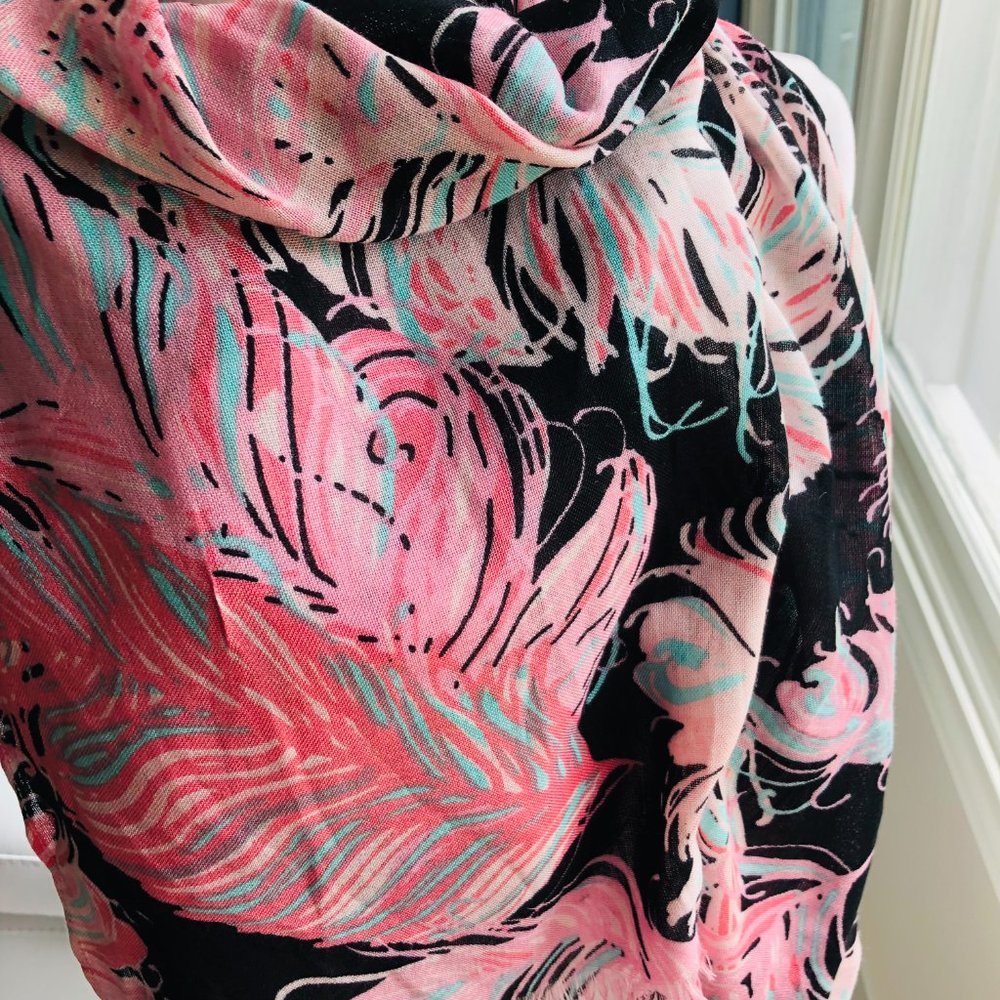 KATE SPADE Regal Feather Plumes Large Scarf Shawl Wrap